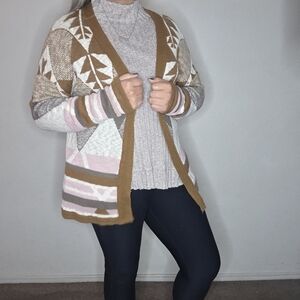 Say What cardigan brown, gray and pink color size Medium